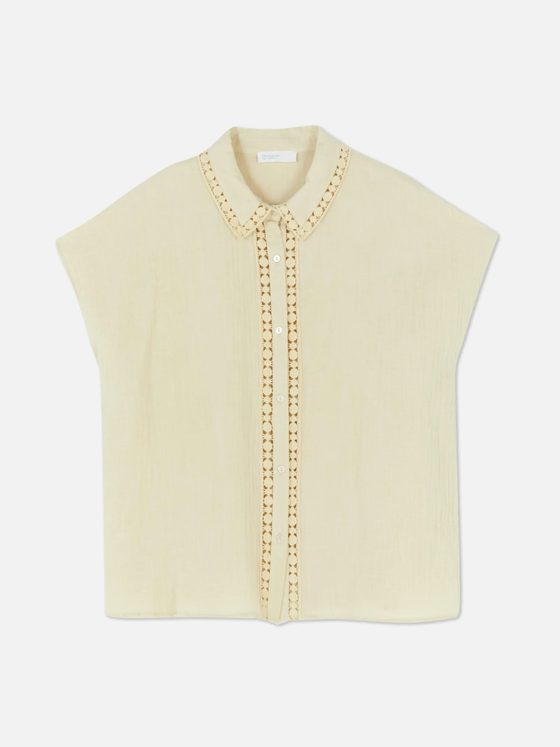 Blusa Manga Curta Rebordo Croché