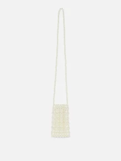 Bolsa Suporte Telemóvel Imitação Pérolas