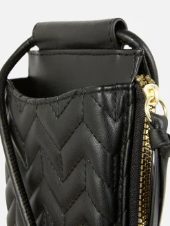 Bolsa Telemóvel Fecho Acolchoada Padrão Chevron
