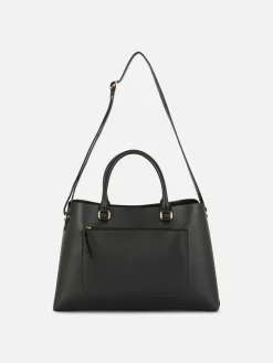Bolsa Tote Imitação Pele Bolso Fecho Correr