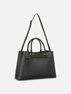 Bolsa Tote Imitação Pele Bolso Fecho Correr