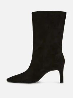 Botas Salto Agulha Imitação Camurça