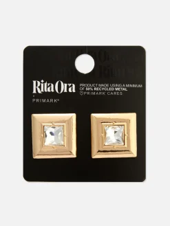 Brincos Pequenos Quadrados Imitação Pedras Rita Ora