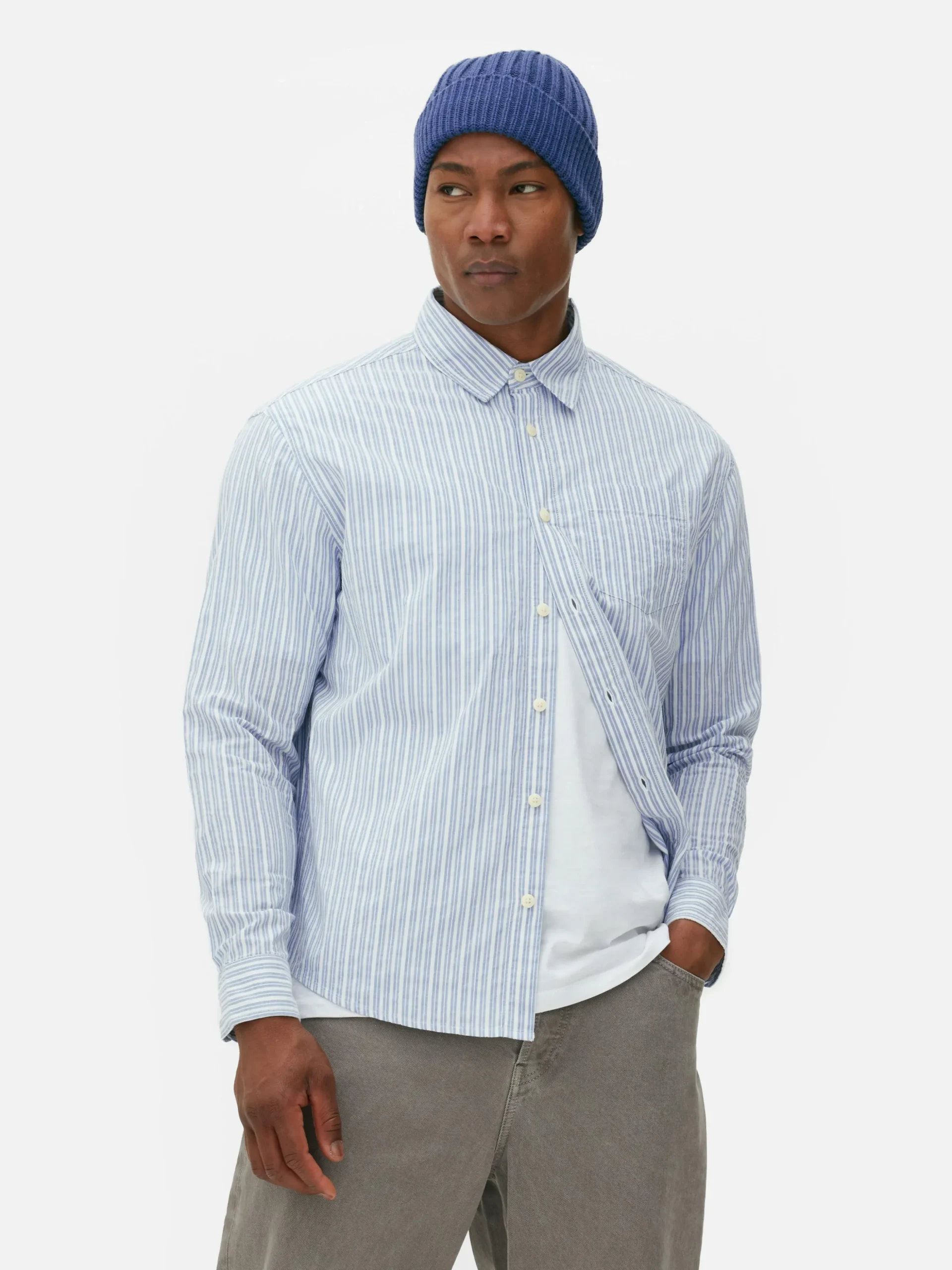 Camisa Manga Comprida Riscas Jacquard