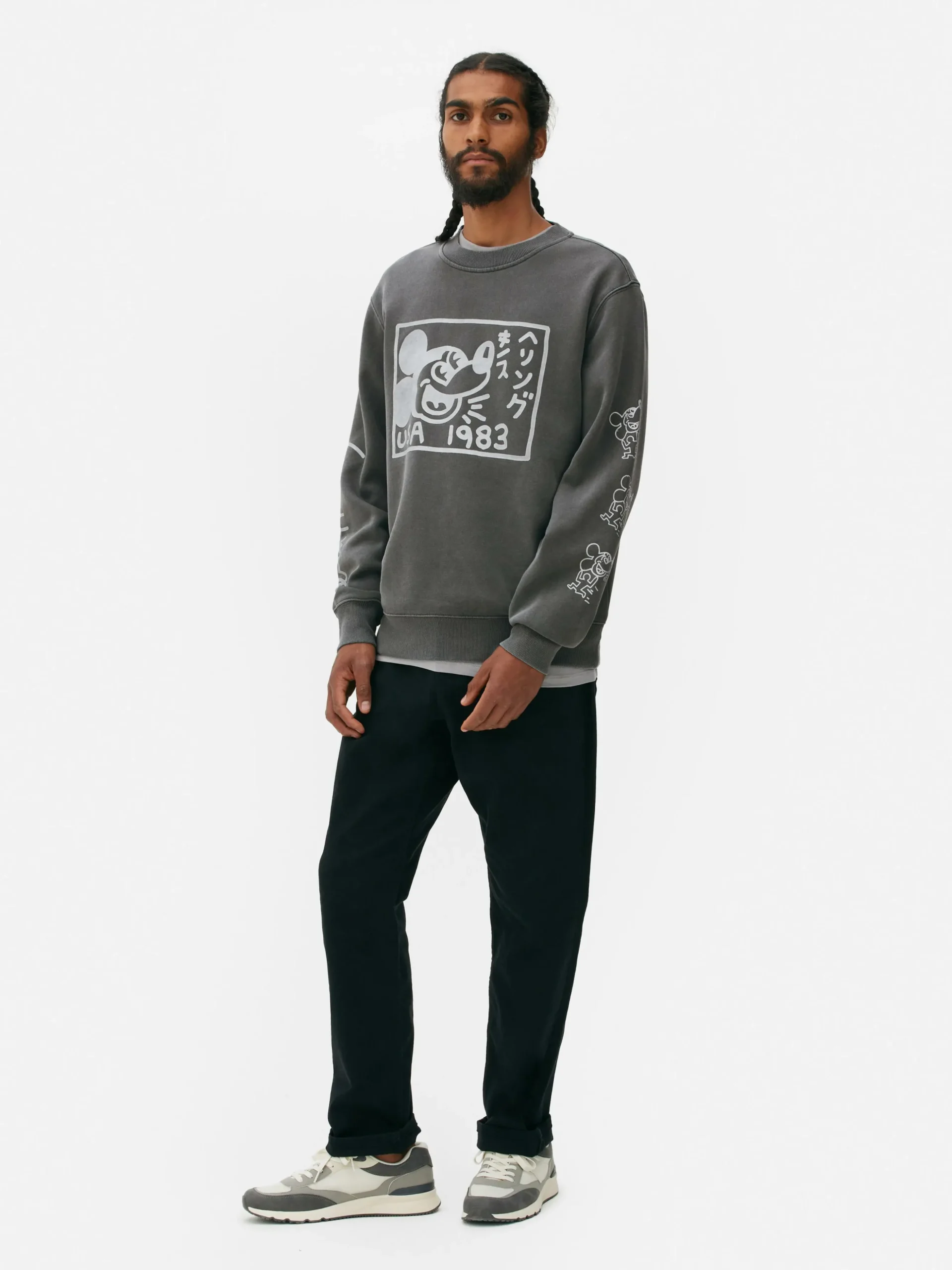 Camisola Lavagem ácida Disney Mickey Mouse X Keith Haring