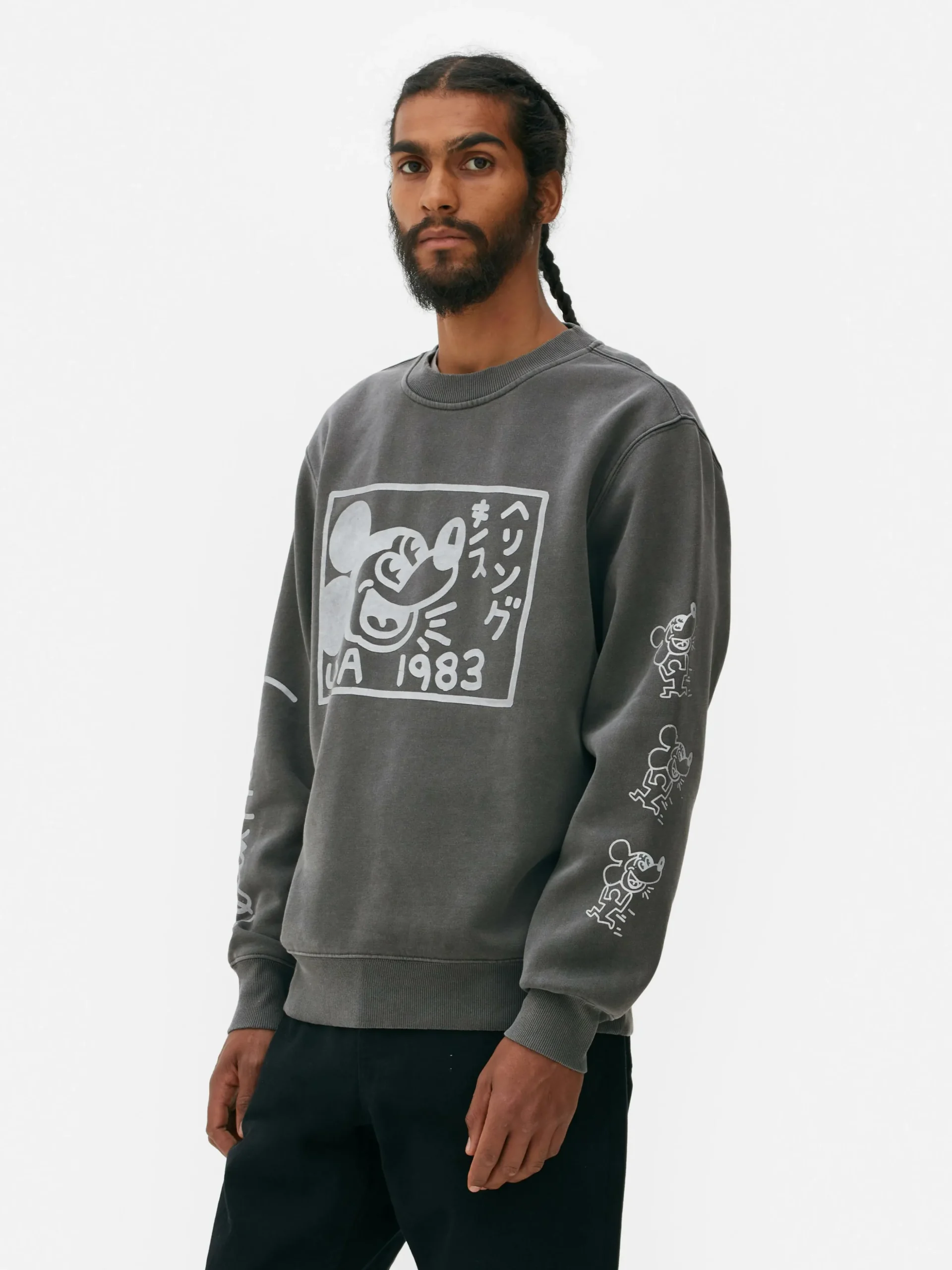 Camisola Lavagem ácida Disney Mickey Mouse X Keith Haring