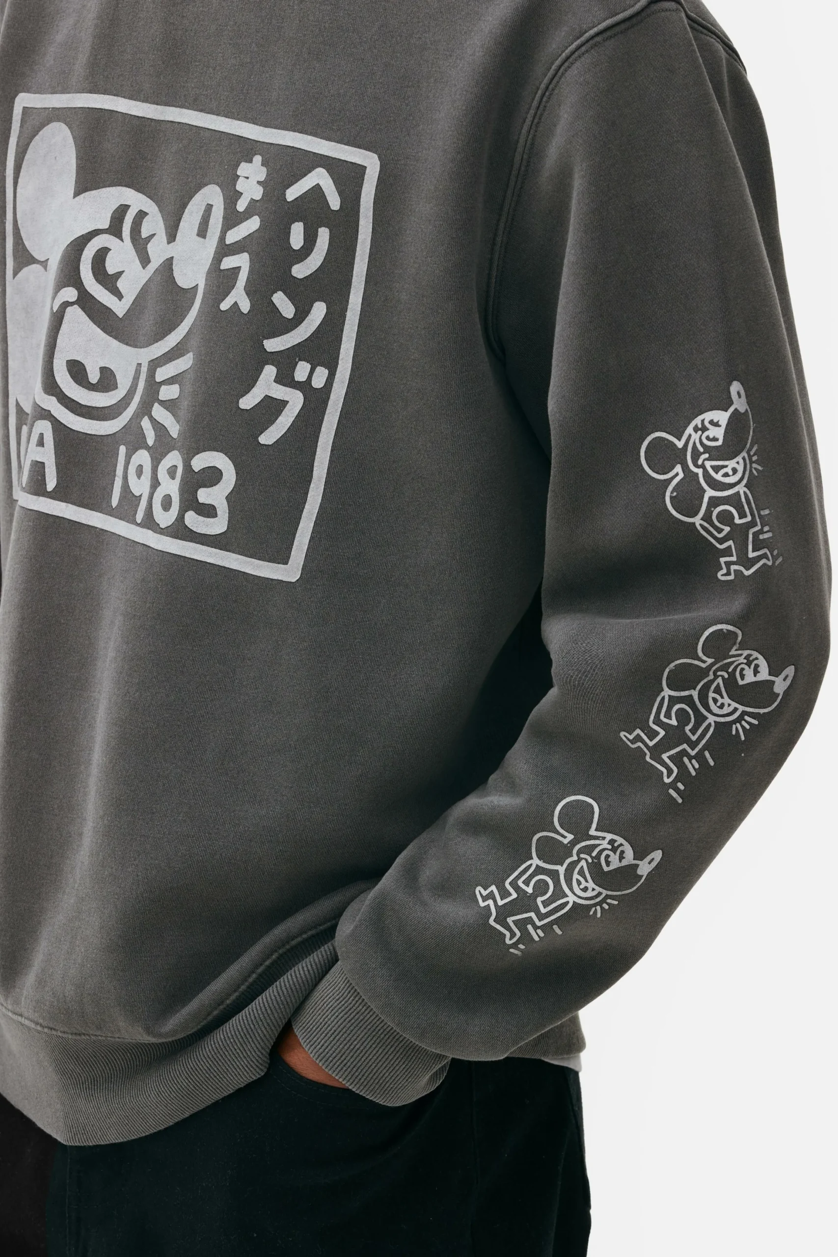 Camisola Lavagem ácida Disney Mickey Mouse X Keith Haring