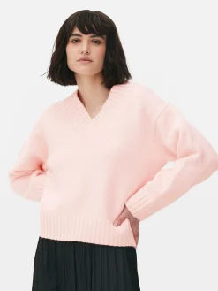 Camisola Malha Grossa Decote V