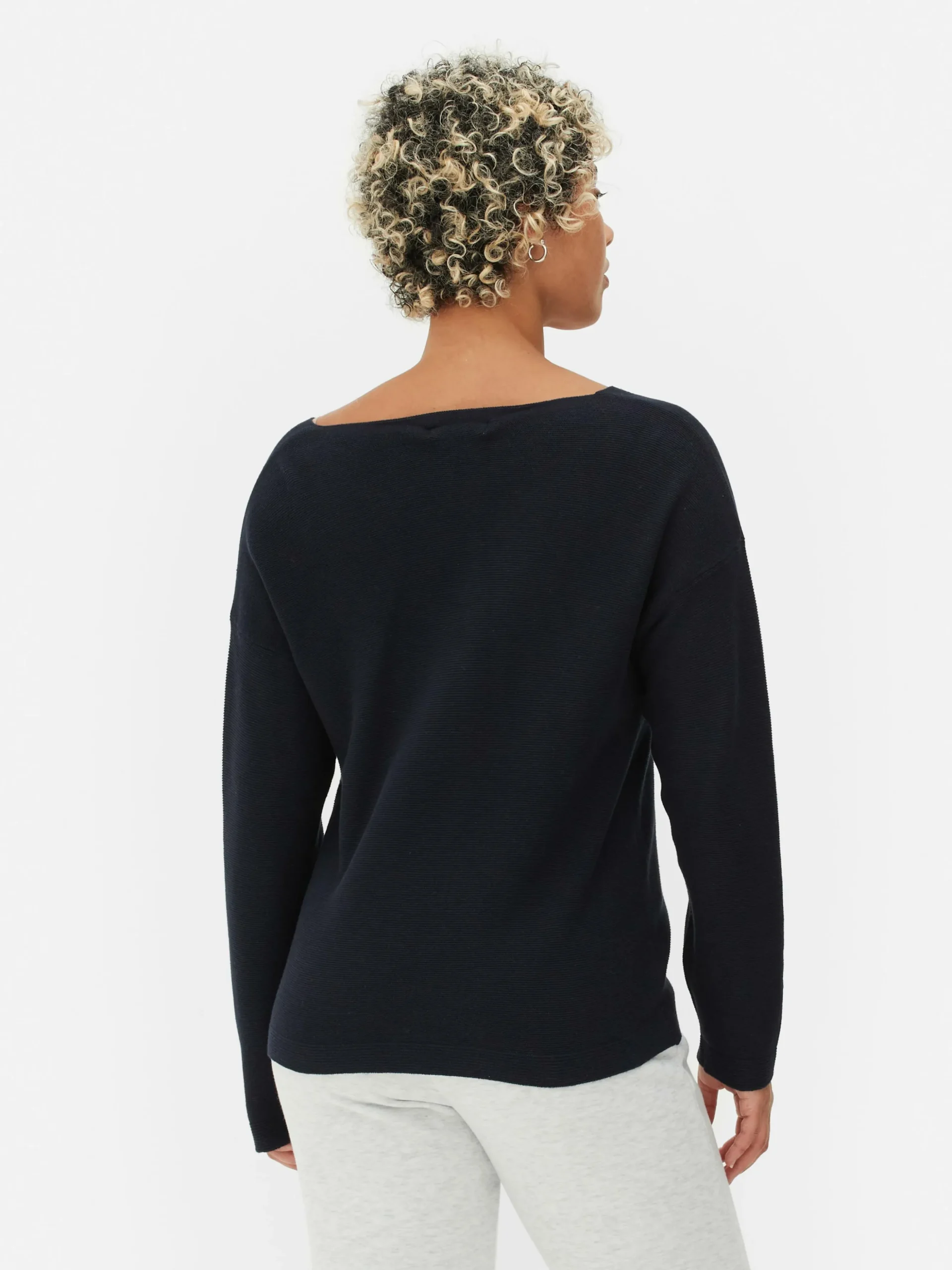 Camisola Manga Comprida Decote Barco