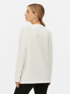 Camisola Manga Comprida Frente Cruzada Maternidade