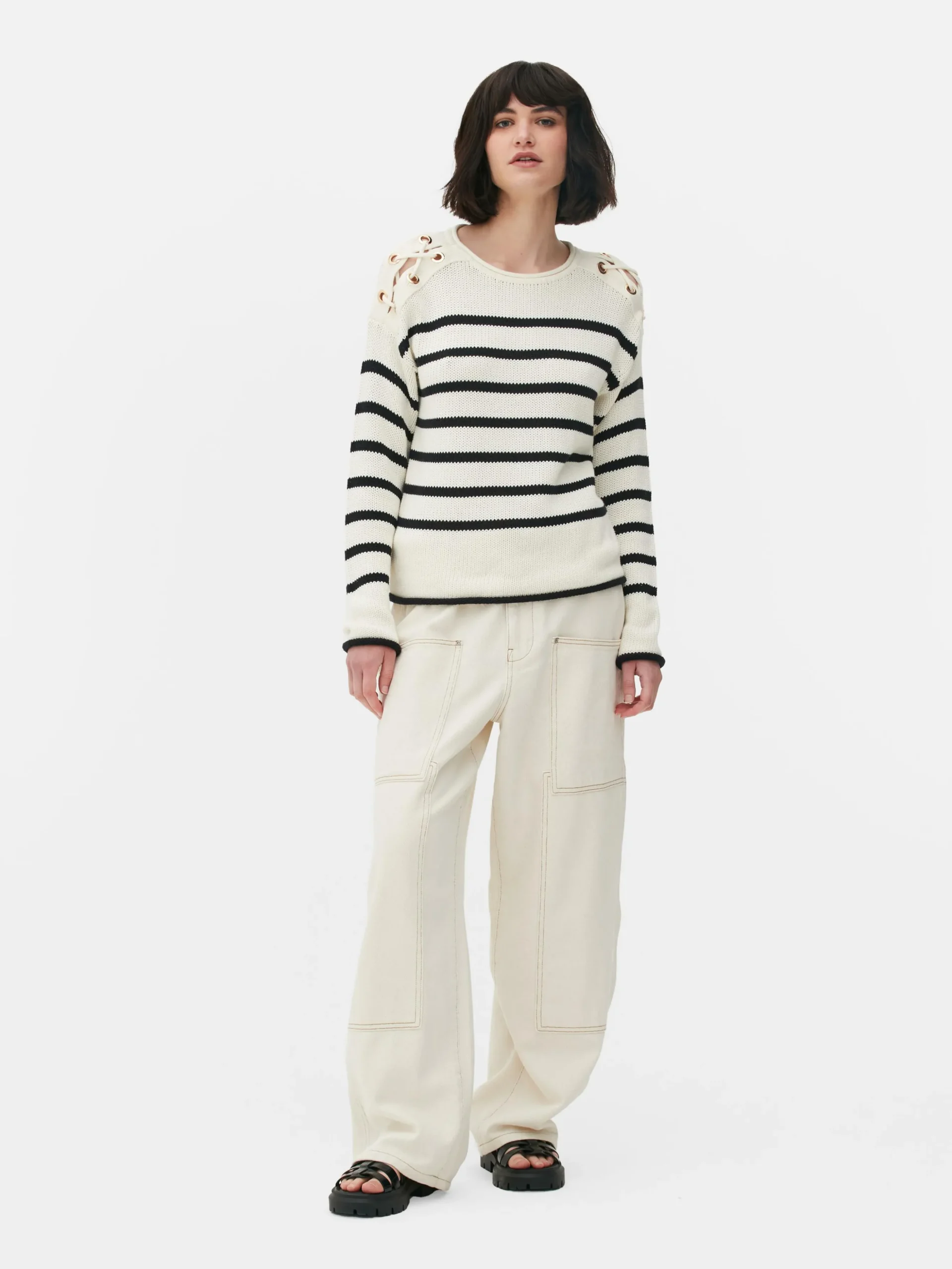 Camisola Riscas Ziguezague Ombros