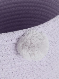 Cesto Entrançado Detalhe Pompom