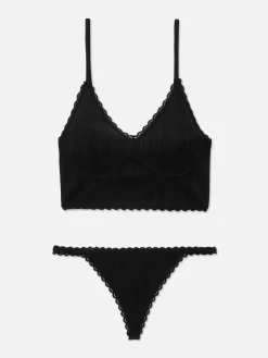 Conj. Bralette/tanga Malha Geométrica S/costuras