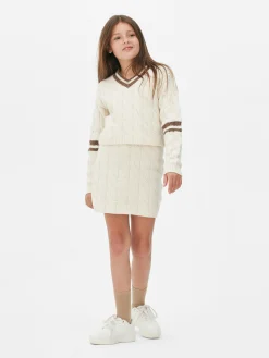 Conj. Coordenado Camisola Malha Entrançada/saia
