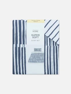 Conjunto Capa Edredão Solteiro Reversível Riscas