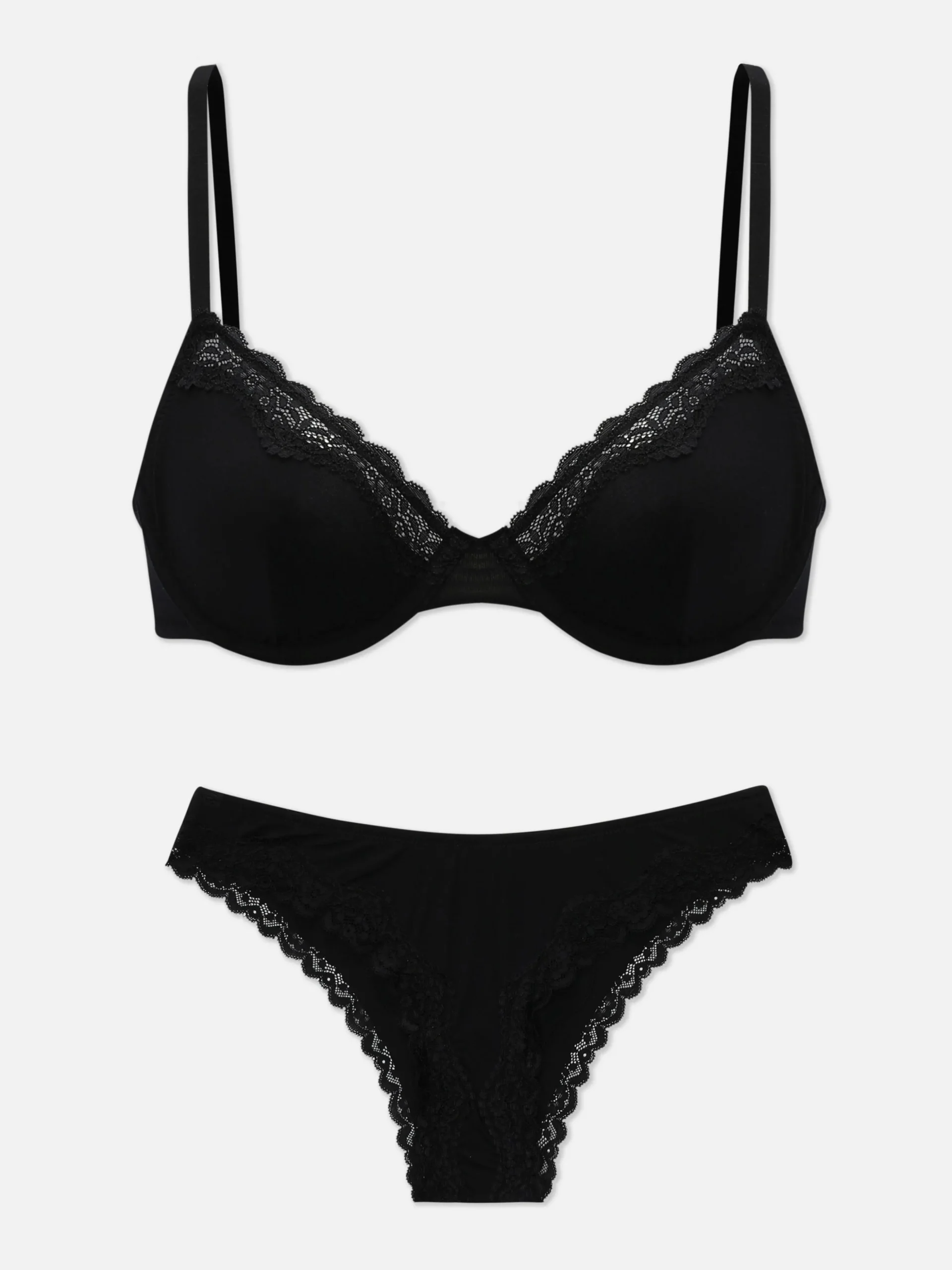 Conjunto Cuecas/sutiã Decotado Não Almofadado Renda