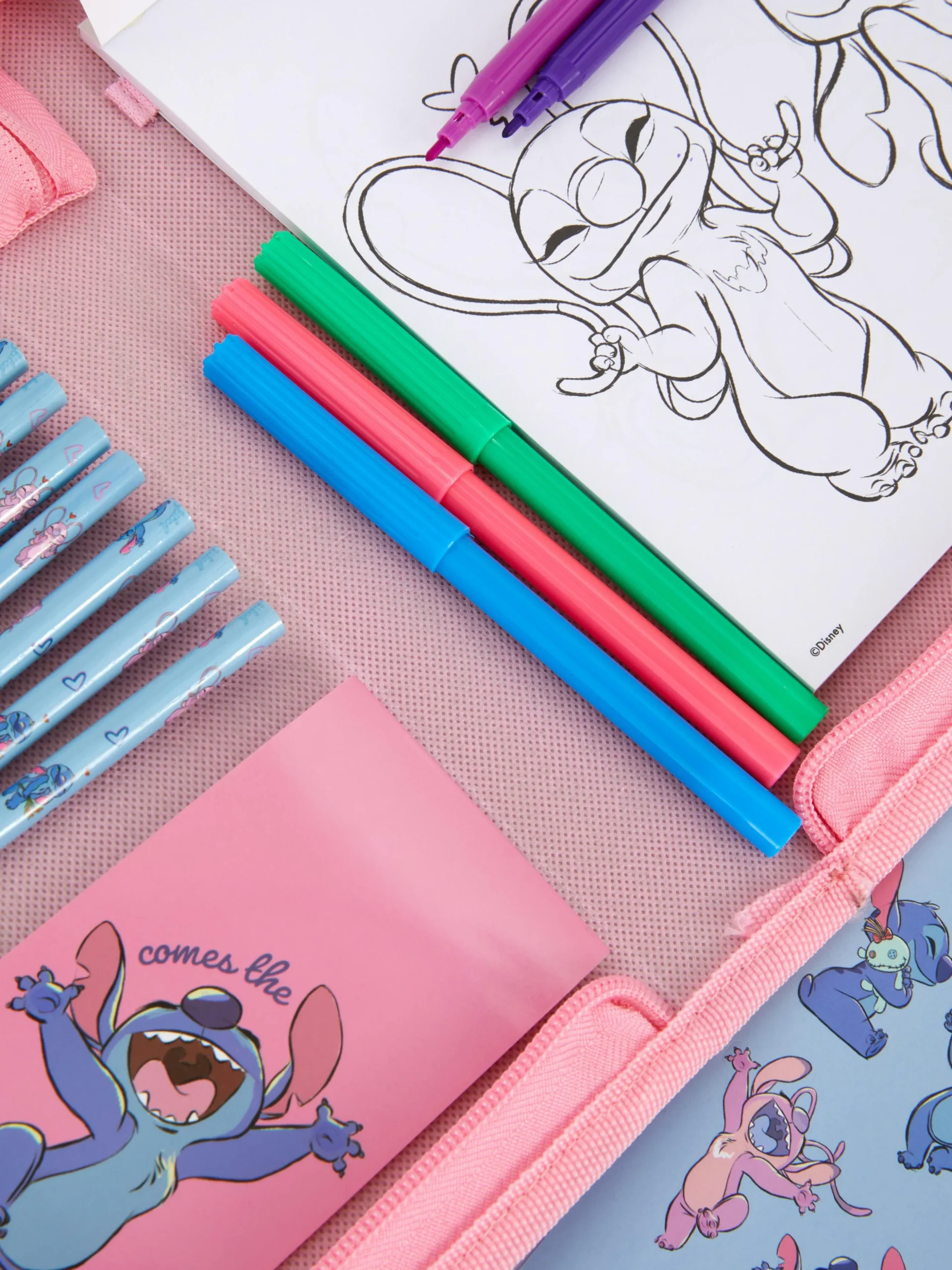 Conjunto Papelaria Disney Stitch & Angel