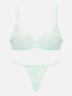 Conjunto Sutiã Renda Não Almofadado/tanga Fio Dental