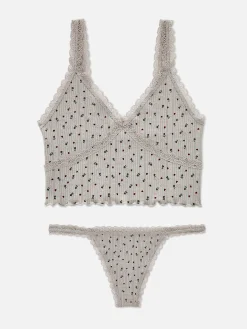 Conjunto Top Alças/tanga Malha Geométrica S/ Costuras