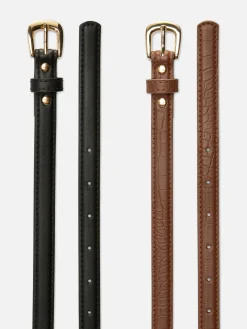 Pack 2 Cintos Skinny Imitação Pele