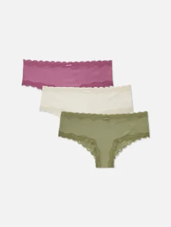 Pack 3 Cuecas Hipster Microfibra Rebordo Renda