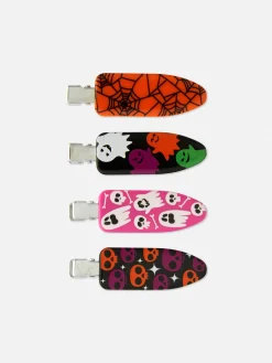 Pack 4 Molas Cabelo S/ Marcas Halloween PS...