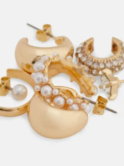 Pack 6 Pares Brincos Ear Cuff Imitação Pérolas