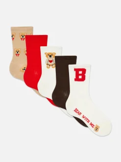 Pack 5 Pares Meias Cano Médio Gráficas Urso