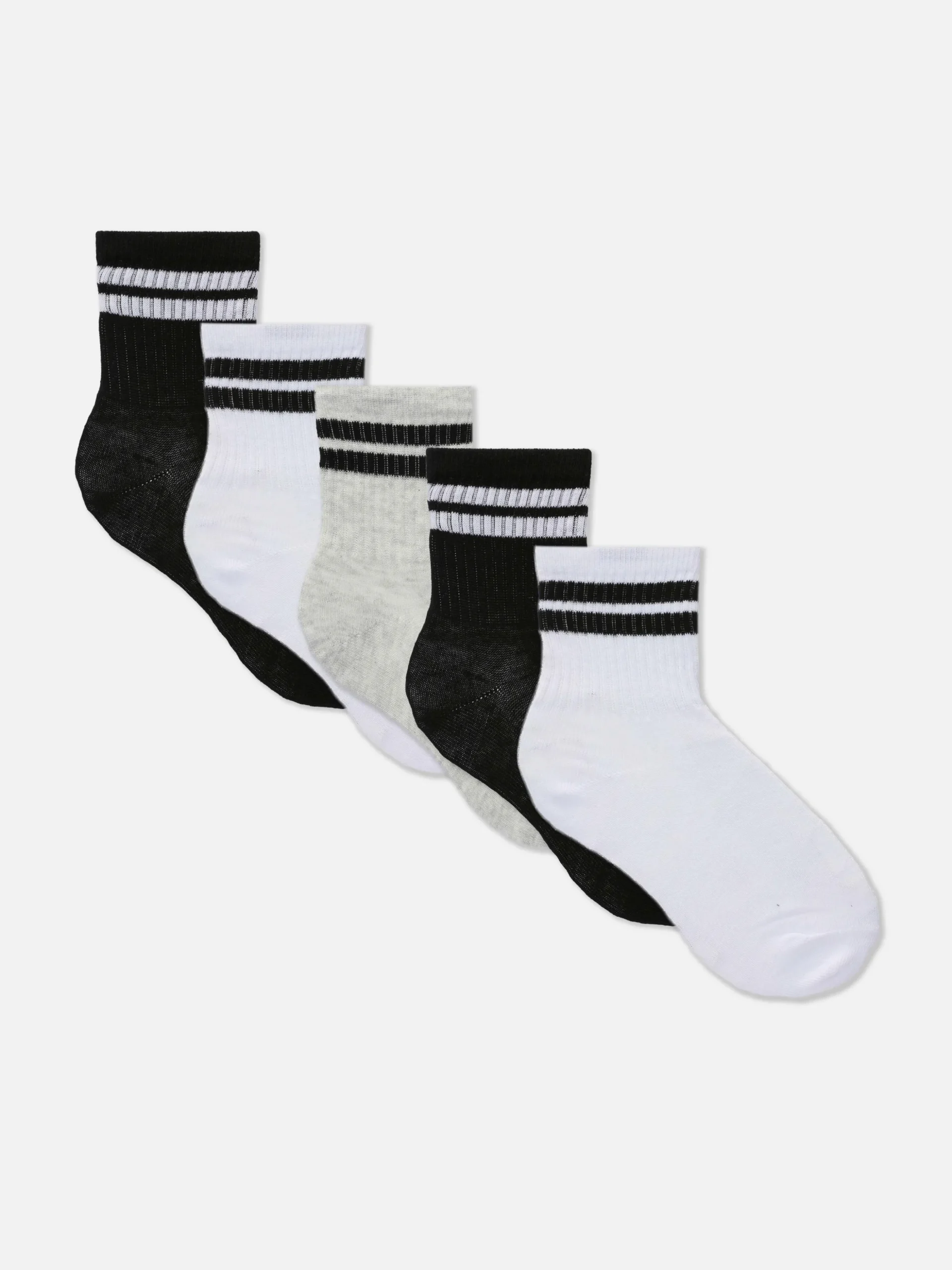Pack 5 Pares Meias Cano Médio Desporto Punho Riscas
