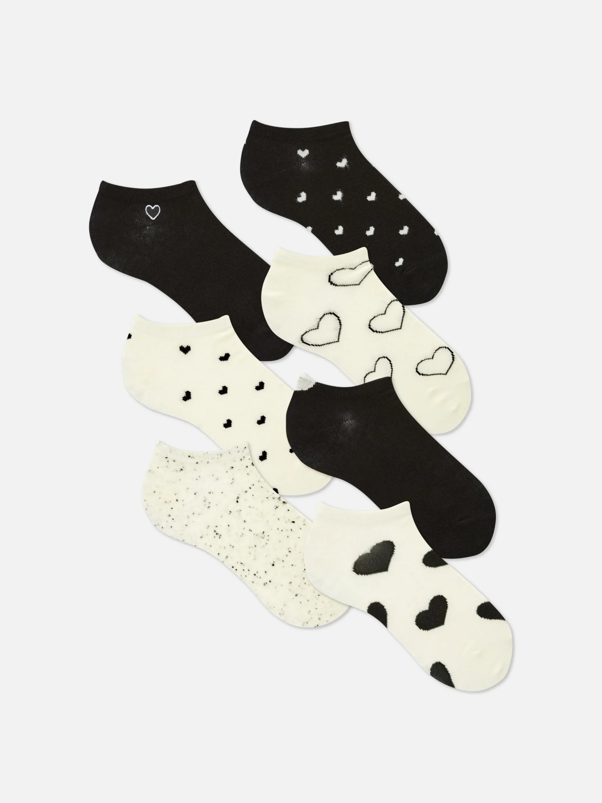 Pack 7 Pares Meias Invisíveis Monocromáticas Coração