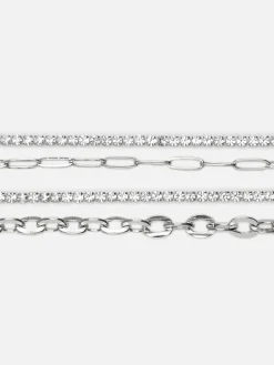 Pack 4 Pulseiras Corrente Brilhantes