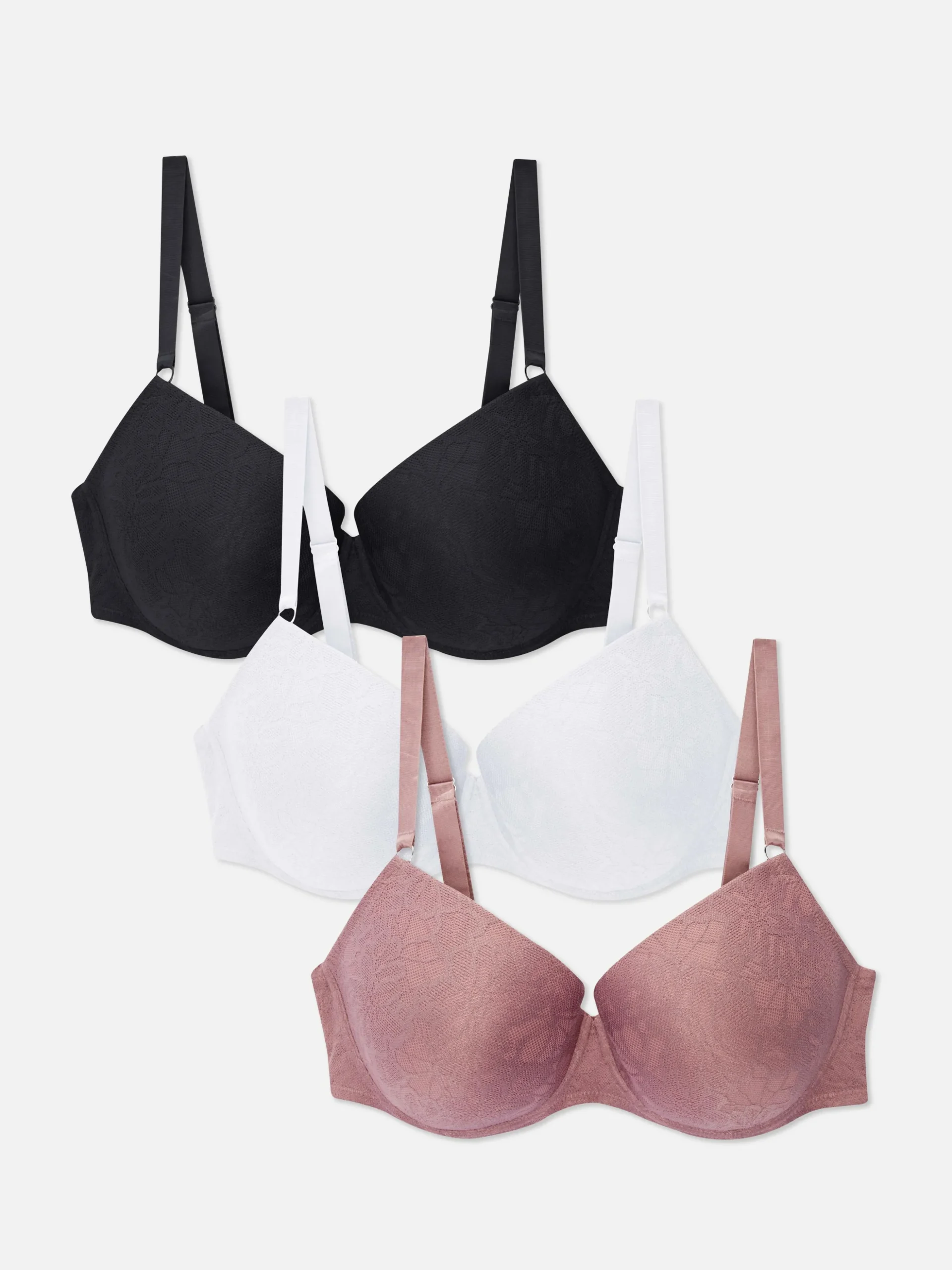 Pack 3 Sutiãs T-shirt Renda Copas D-G
