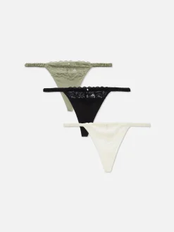 Pack 3 Tangas Lateral Franzida Rebordo Renda