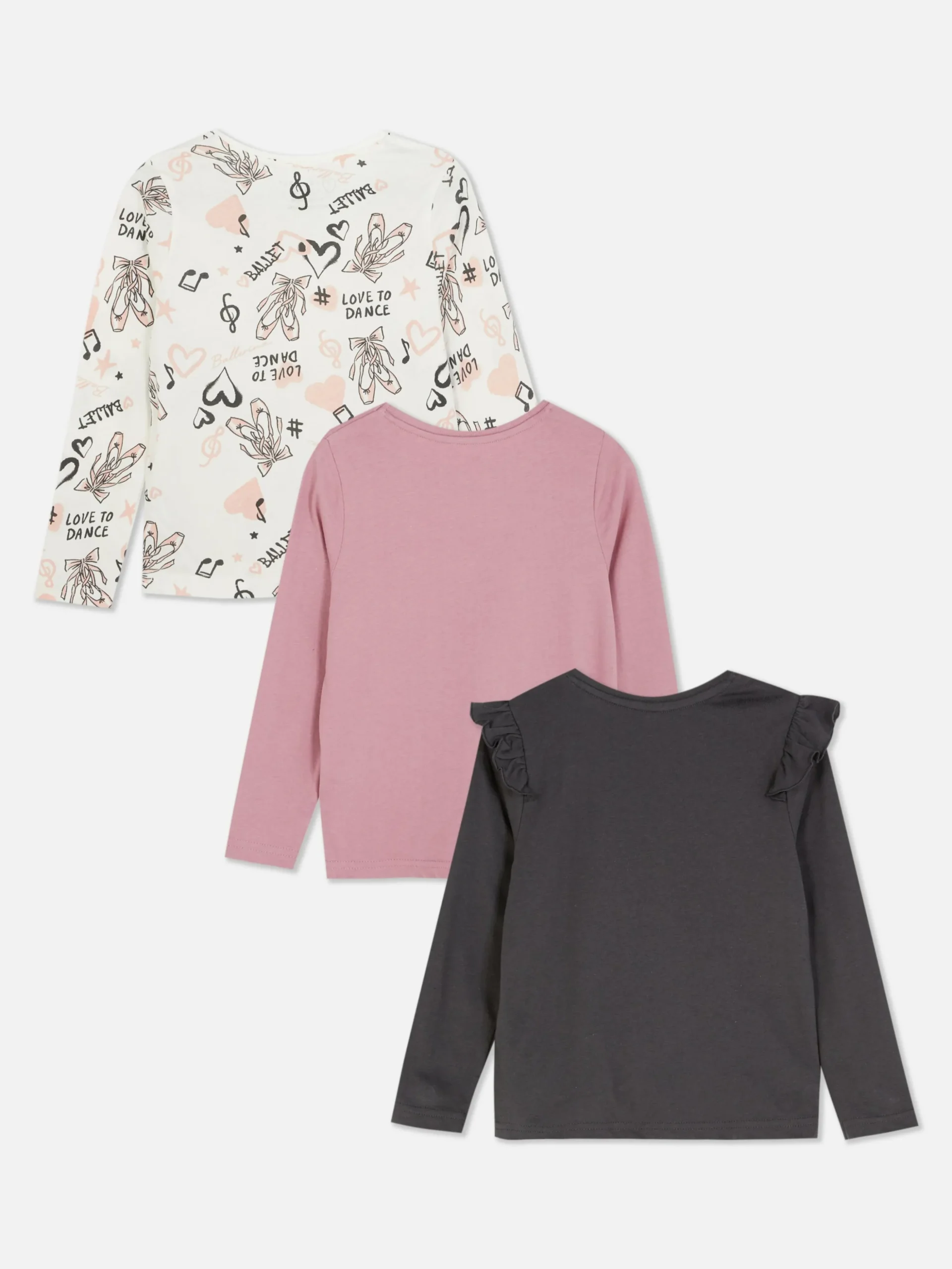 Pack 3 T-shirts Manga Comprida Gráficas Ballet