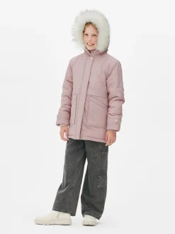Parka Capuz Imitação Pelo