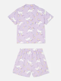 Pijama Camisa/calções Unicórnio