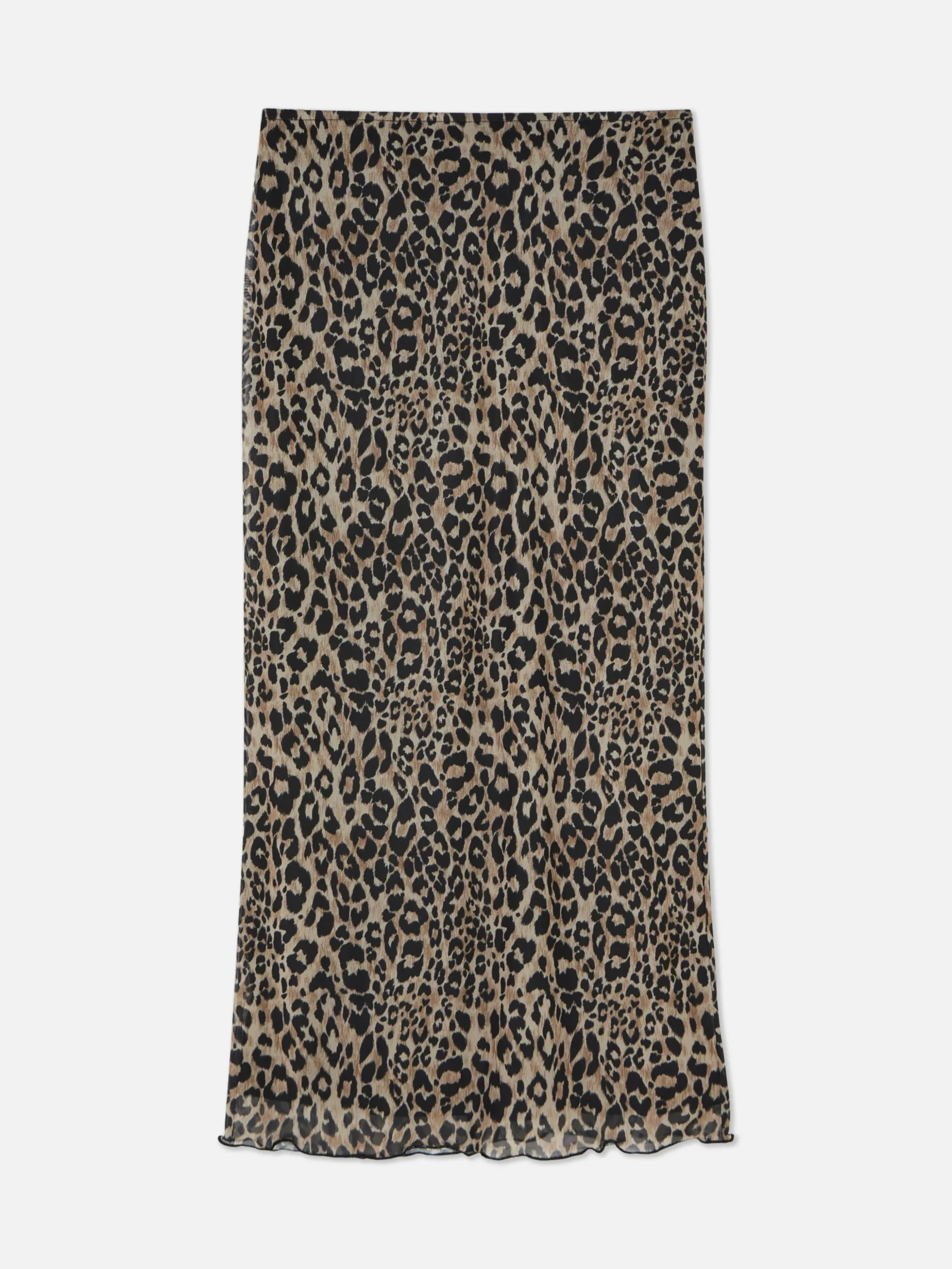 Saia Midi Coordenada Sobreposição Malha Padrão Leopardo
