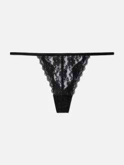 Tanga Fio Dental Renda Padrão Floral