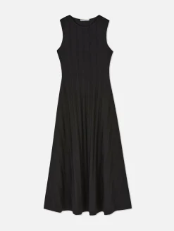 Vestido Comprido S/ Mangas Texturado Riscas