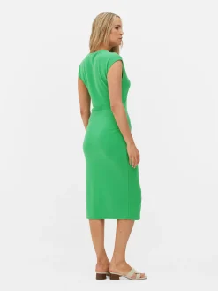 Vestido Midi S/ Mangas Franzido